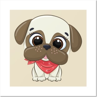 Cute and Funny Boxer Dog Cartoon Bulldog Posters and Art